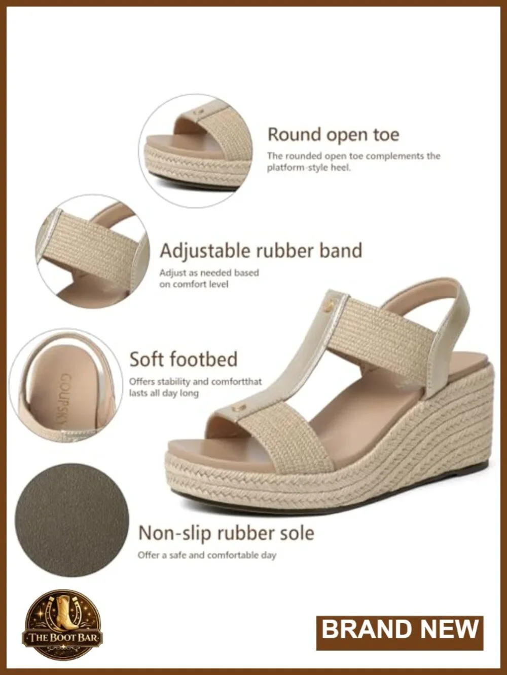 Women's Espadrilles Wedge Sandals Open Toe Platform Ankle Strap Sandals with